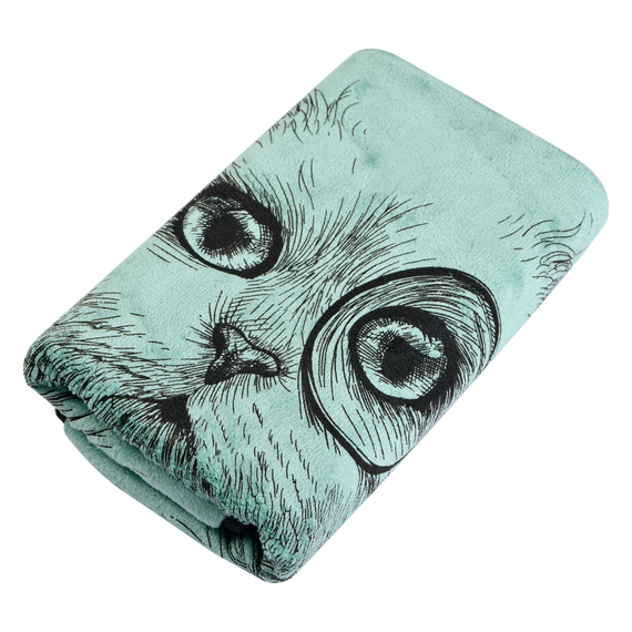Handdoek met kattenprint 35 x 75 cm | groen